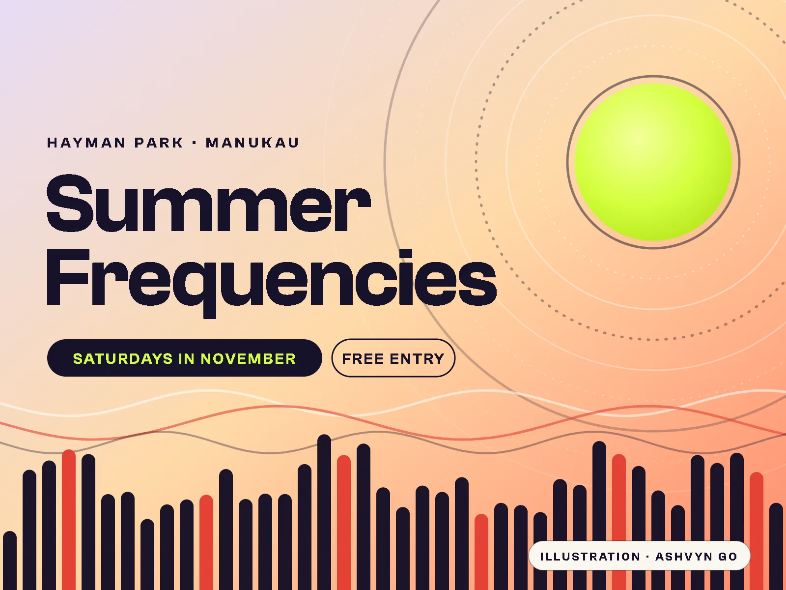 Ashvyn GO illustration for Manukau Summer Frequencies